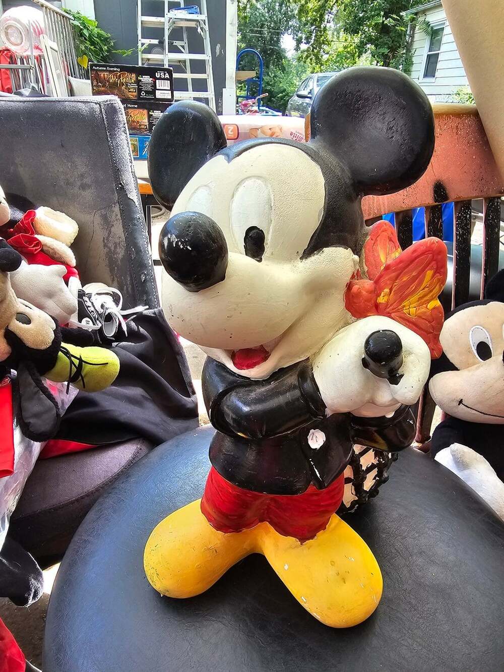 Vintage Mickey Mouse Planter Statue Figure with Butterfly